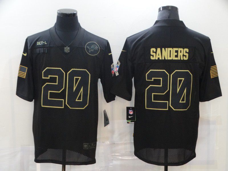 Men Detroit Lions #20 Sanders Black gold lettering 2020 Nike NFL Jersey->dallas cowboys->NFL Jersey